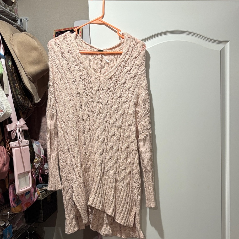 Free People pink woven sweater top- size XS